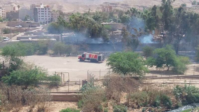 مهار آتش سوزی درختان با همت آتش نشانان نفت و گاز مسجدسلیمان