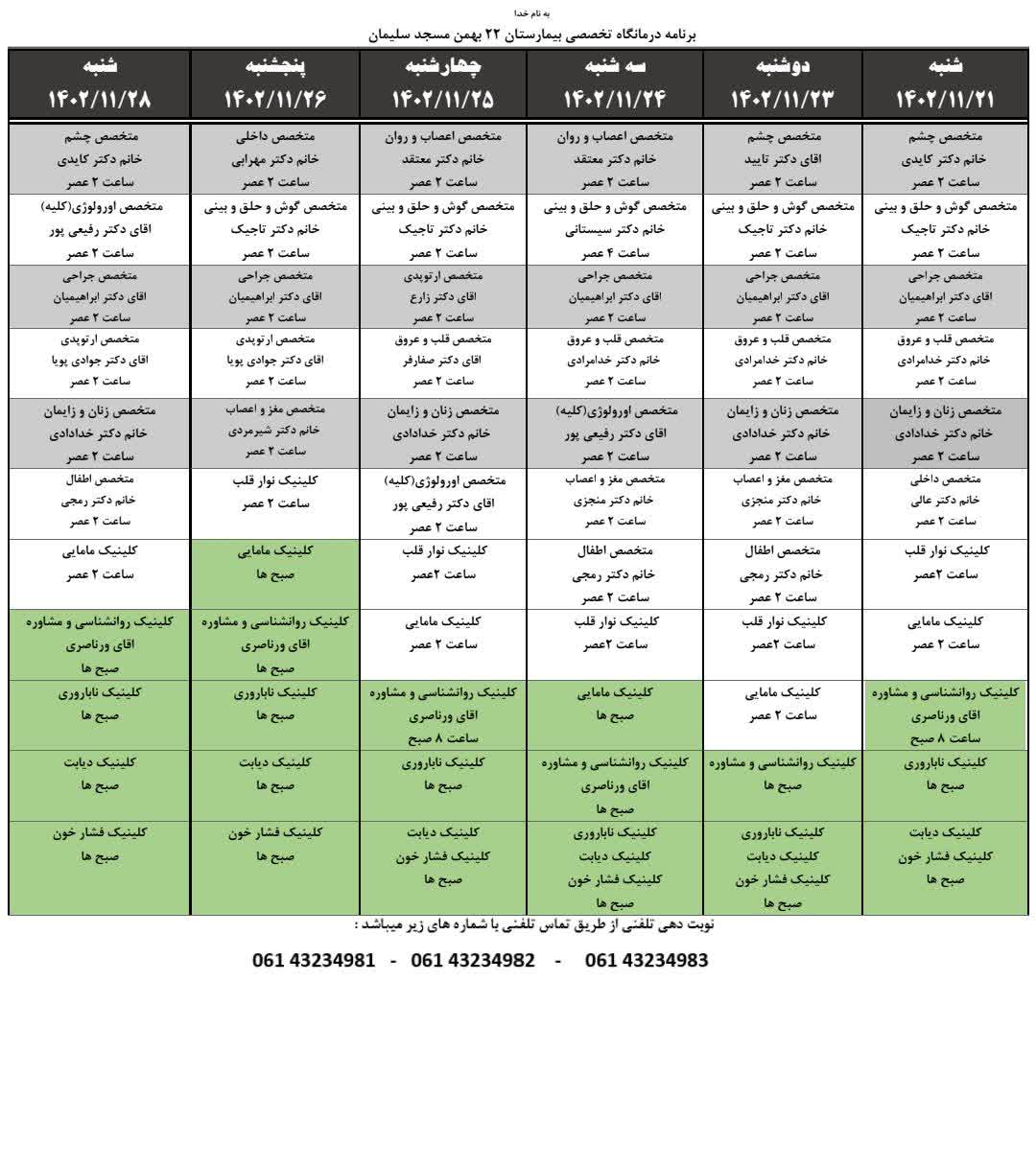 اطلاعیه روابط عمومی شبکه بهداشت و درمان مسجدسلیمان در خصوص قطعی موقت خطوط مخابراتی بیمارستان ۲۲بهمن