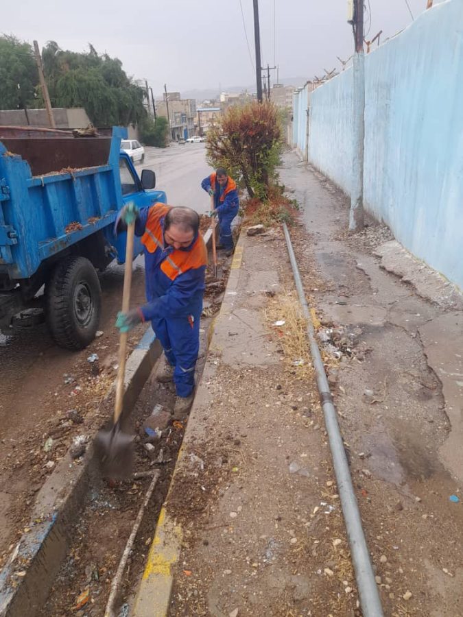 اقدامات فوری شهرداری مسجدسلیمان برای رفع نقاط آبگیر پس از بارندگی شدید