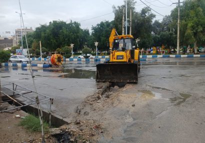 مدیریت و ساماندهی معابر در بارندگیهای اخیر با حضور میدانی و اقدامات عمرانی شهرداری مسجدسلیمان