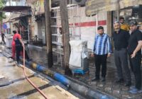 پاکسازی و آهک‌پاشی کانال‌های دفع آب‌های سطحی بازار نمره یک